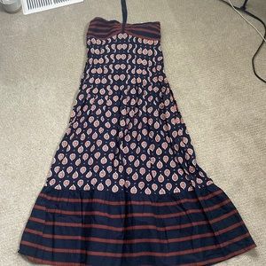 New Anthropologie Zosime Abstract Halter Maxi Dress  $178 Size 8 Blue & Brown